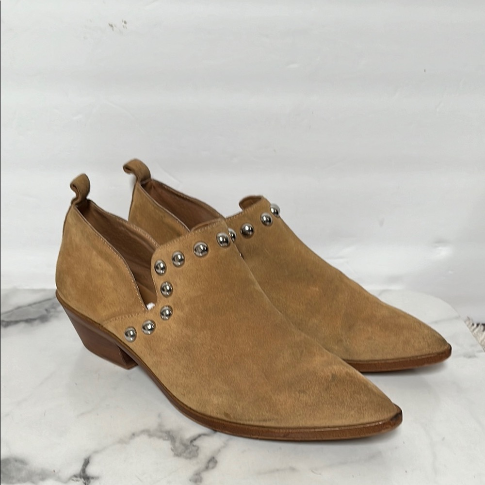Rebecca Minkoff Tan Ankle Boots with Silver Studs